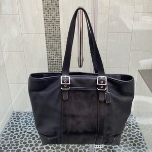 Coach black leather purse tote